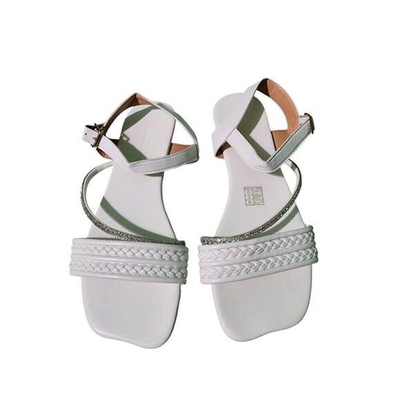 Women's Solid Color Open-Toe Flat Sandals White Size 8 - Picture 5 of 7
